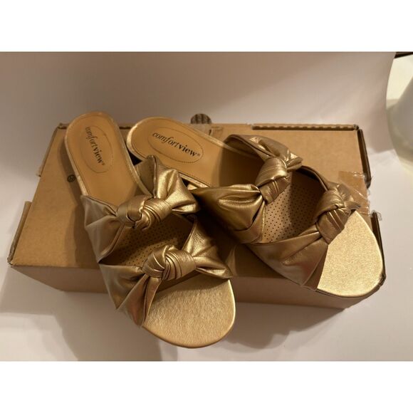 NEW in Box Comfortview Gold Comfort Foot Cushion Support Slip On Sandal Size 8.5 - Picture 1 of 8